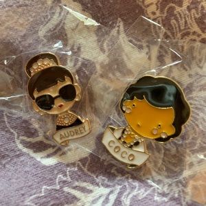 Coco Chanel and Audrey Hepburn pins *new*
